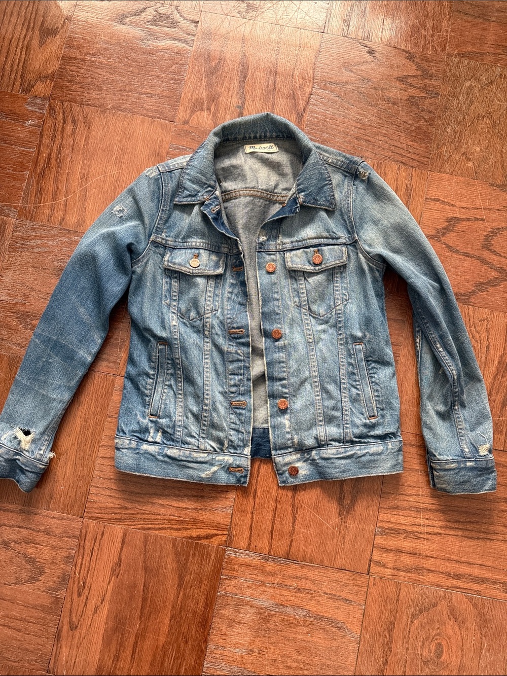 Madewell Blue Distressed Denim Jacket